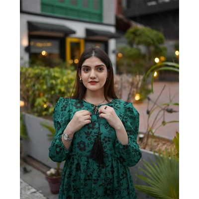 Picture of New Malti collor Exclusive Soft Silk Designed Digital pint work 1piece long kurti For Stylish Women
