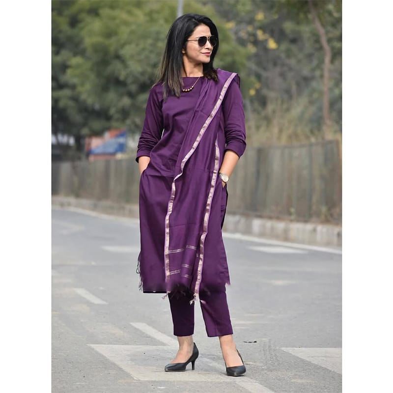 Picture of Lavish indulgent - Readymade cotton embroidery work fashionable lace fitted gown three piece hit collection - Sensible - Must Have