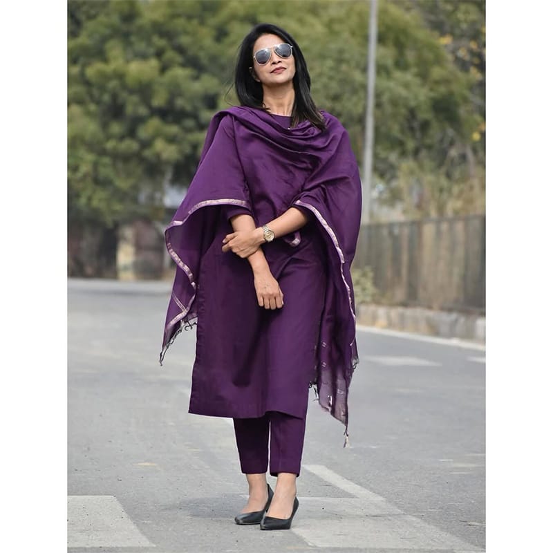 Picture of Lavish indulgent - Readymade cotton embroidery work fashionable lace fitted gown three piece hit collection - Sensible - Must Have
