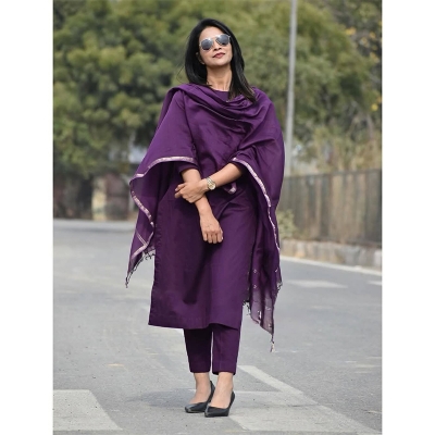 Picture of Lavish indulgent - Readymade cotton embroidery work fashionable lace fitted gown three piece hit collection - Sensible - Must Have