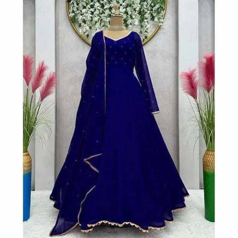 Picture of Trendsetter -Indian New Stylish Exclushive Collection Weatless Goergett Computer Abroydary Work Three Piece Salower Kameez For Women- Inventive Choice