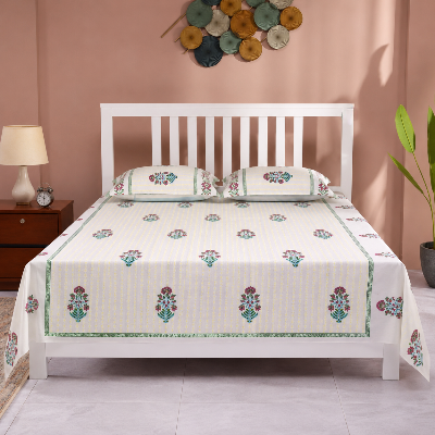 Picture of REGAL BED SHEET-322 (BLOCK-YELLOW STRIP)