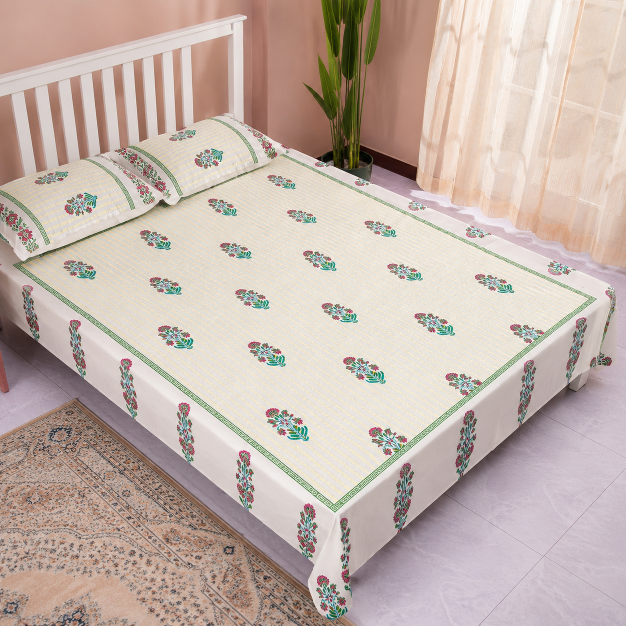 Picture of REGAL BED SHEET-322 (BLOCK-YELLOW STRIP)