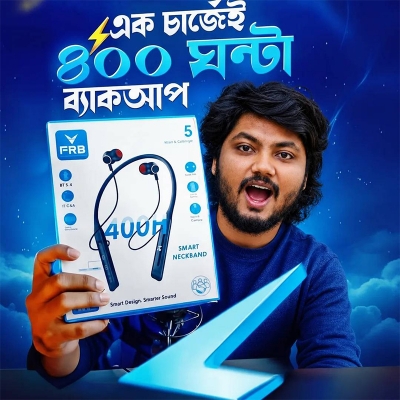 Picture of FRB N27 [ 400 ঘন্টা ] Standby Time Wireless Neckband Bluetooth 5.3 Earphone 5 Voice Changer Mode TF Card Slot - Gaming & Music Headset By By EXOTIX