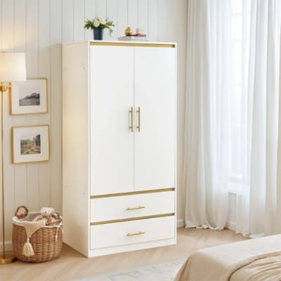 Picture of Furniture express Almirah Wardrobe Closet With Hanging Rod & 2 Drawers