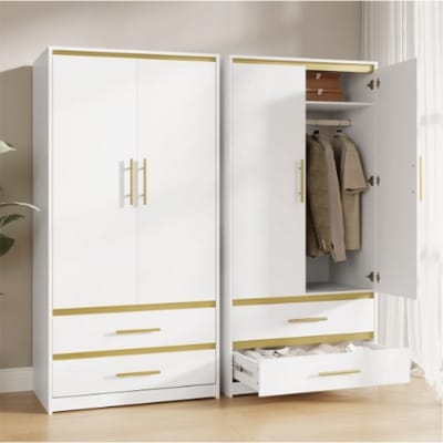Picture of Furniture express Almirah Wardrobe Closet With Hanging Rod & 2 Drawers