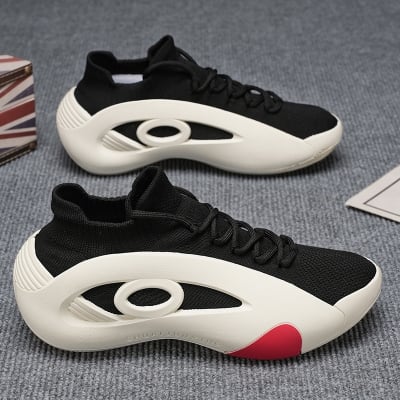 Picture of Modern Black Mesh Knit Athletic Shoes with Sculpted Chunky Outsole