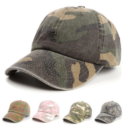 Picture of Washed Military Green Black Camouflage Baseball Cap