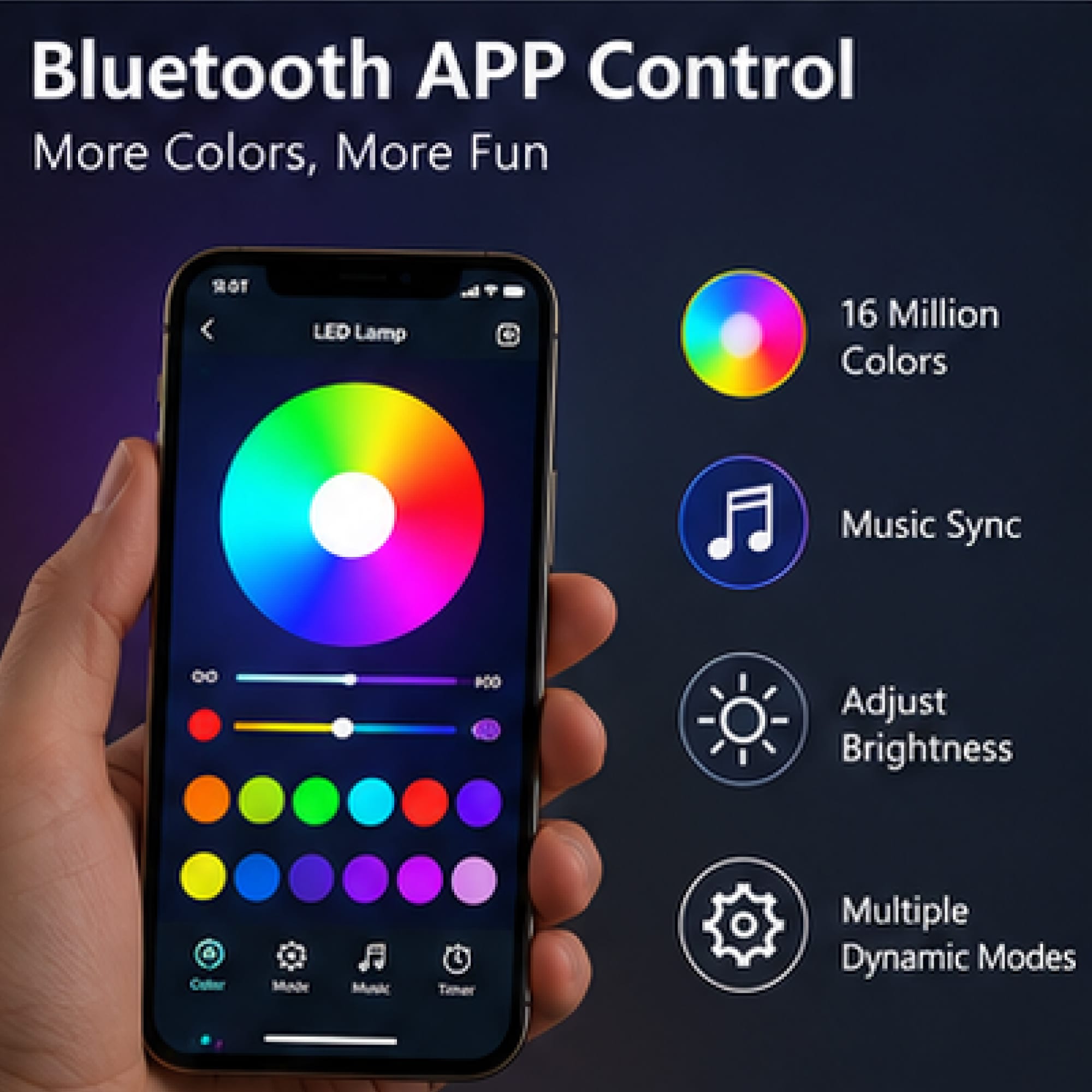 Picture of Magic RGB Ring Light 25cm – App Control Bluetooth LED Lamp, Perfect Aesthetic Room Decor