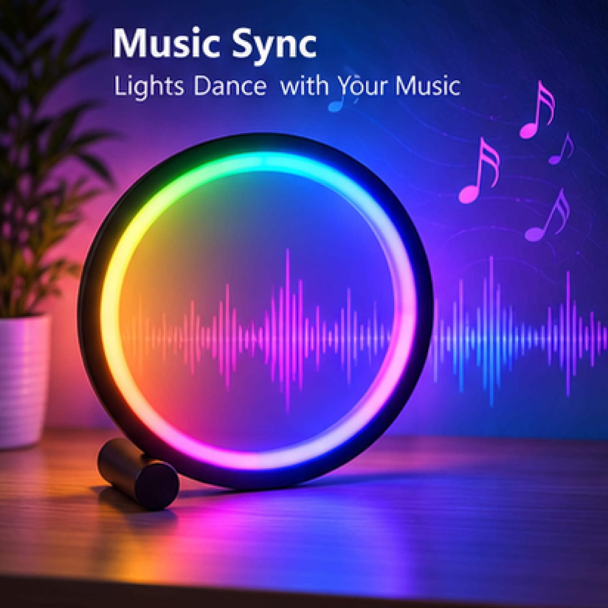 Picture of Magic RGB Ring Light 25cm – App Control Bluetooth LED Lamp, Perfect Aesthetic Room Decor