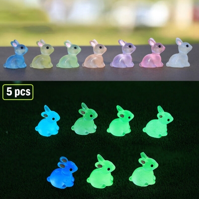 Picture of 5 pcs x Mini Luminous Rabbit Glow in the Dark Garden Miniature Bunny for Home Decoration Rabbit