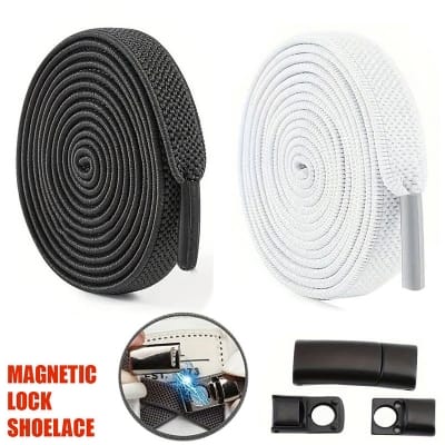 Picture of 1 pair x 100cm Magnetic Lock Shoelace Flat Elastic No Tie Shoe Laces Int: One size