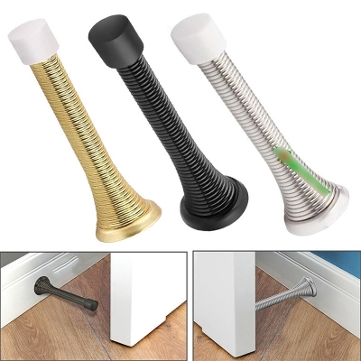 Picture of Metal Spring Door Stopper Safety Rubber Tip Door Wall Protector 