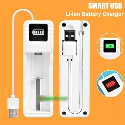 Picture of Smart USB 3.7V Li-ion Battery Charger Single-Slot Rechargeable Lithium ion Battery Charger White