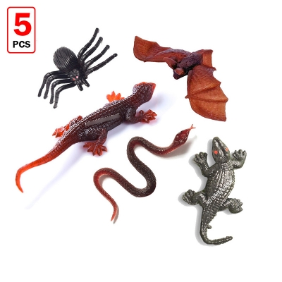 Picture of 5 pcs x Mixed Simulation Insect Toy Plastic Bat Crocodile Lizard Snake Spider Prank Funny Toys Multicolor