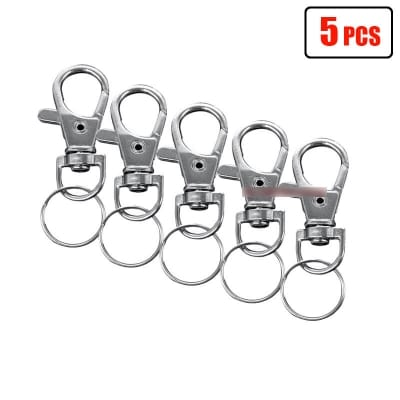 Picture of 5 pcs x Lobster Buckle Keyring Rotating Lobster Hook Key Ring Key Holder Silver