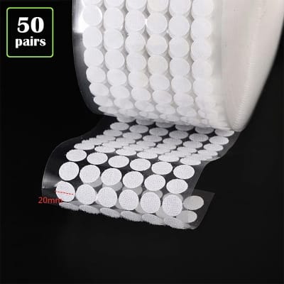 Picture of 50 pairs x 2cm Round Self Adhesive Velcro Tape Hook and Loop Velcro Dot Fasteners (White) 