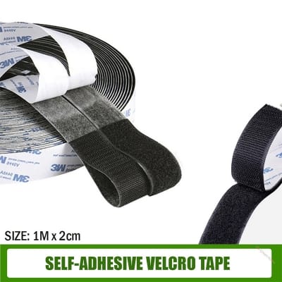 Picture of 1M × 2cm Velcro Tape 3M-Adhesive Hook and Loop Tape Self Adhesive Velcro Strips (Black) 