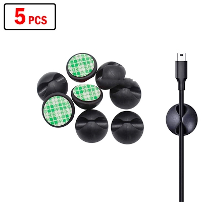 Picture of 5 pcs x Small Cable Holder Clip 1-Hole Self Adhesive Wire Cable Cord Organizer Clips Black