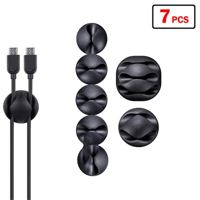 Picture of 7 pcs Combo Pack: Cable Holder Clip Self Adhesive Wire Cable Cord Organizer Clips Black