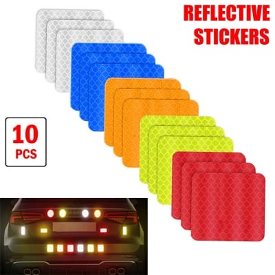 Picture of 10 pcs x Square (5x5cm) Reflective Sticker Car Bumper Safety Reflective Stickers 