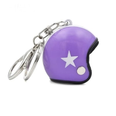 Picture of PVC Motorcycle Helmet Keyring Motorbike Helmet Model Keychain Key Ring Key Holder (Purple) 