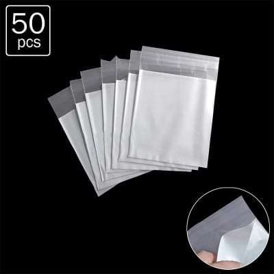Picture of 50 pcs x Three Layer (3x4 inch) Poly Bag Self Adhesive Plastic OPP Thin Cellophane Jewellery Packaging Bags