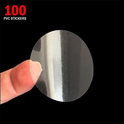 Picture of 100 pcs x 3.8cm Round Clear PVC Sticker Dot Transparent Box Seal Packaging Stickers 