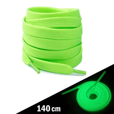 Picture of 1 pair x 140cm Flat Luminous Shoelace Glow in the Dark Fluorescent Shoelaces (Green) Int: One size