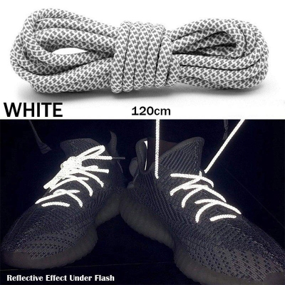 Picture of 1 pair x 120cm Round Reflective Shoelace Reflective Safety Shoelaces (White) Int: One size