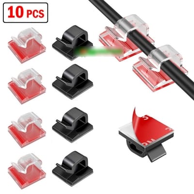 Picture of 10 pcs x Mini Cable Holder Clip Self Adhesive Wire Cable Cord Organizer Management Clips 