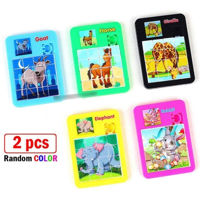 Picture of 2 pcs x Mini Animal Slide Puzzle Plastic 3D Sliding Puzzles Game Toy Random