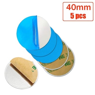 Picture of 5 pcs x 40mm Round Metal Plate Sticker Ultra-thin Iron Stickers for Car Phone Magnetic Mount Holder 40mm Round