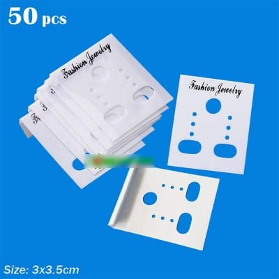 Picture of 50 pcs x Earring Display Cards (3x3.5cm) Earrings Holder Jewelry Plastic Display Card White 50pcs