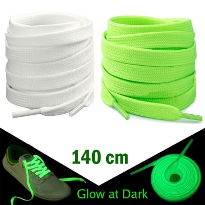 Picture of 1 pair x 140cm Flat Luminous Shoelace Glow in the Dark Fluorescent Shoelaces Int: One size