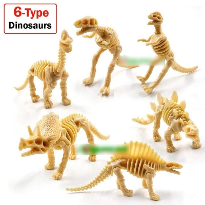 Picture of 6 pcs x Plastic Dinosaur Skeleton Toy Simulation Mini Dinosaur Model Figure Educational Toys Dinosaur Skeleton