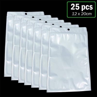 Picture of 25 pcs x (12x20cm) Zip Lock Plastic Bag White Clear Zipper Packaging Gift Bags