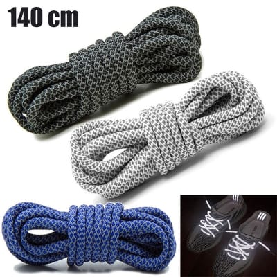 Picture of 1 pair x 140cm Round Reflective Shoelace Reflective Safety Shoelaces Int: One size