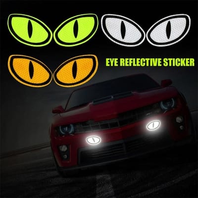 Picture of 2 pcs x Eye Reflective Sticker Angry Eye Shape Car Bumper Door Safety Reflective Stickers 