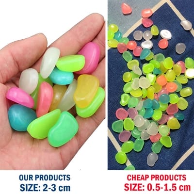 Picture of 20 pcs x Artificial Luminous Stone Glow in the Dark Fluorescent Pebbles Aquarium Decorative Stones 50 gm
