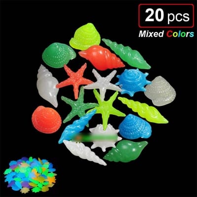 Picture of 20 pcs x Artificial Marine Shell Luminous Stone Glow in the Dark Fluorescent Aquarium Decorative Stones 50 gm