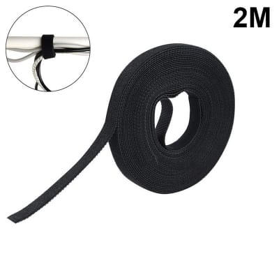 Picture of 2M x 1cm Back to Back Velcro Cable Organizer Tie Hook and Loop Straps Wire Holder Black