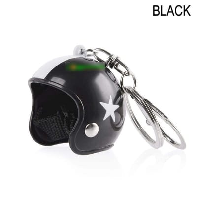 Picture of PVC Motorcycle Helmet Keyring Motorbike Helmet Model Keychain Key Holder (Black) 