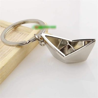 Picture of Metal Sailing Boat Keyring Mini 3D Boat Keychain Key Holder Silver