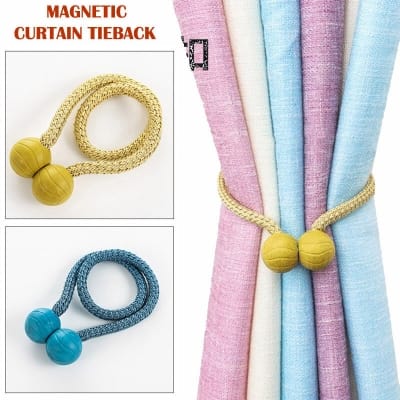Picture of Upgrade Magnetic Curtain Holder Solid Bead Matching Color Rope Magnet Curtain Tieback Buckle 