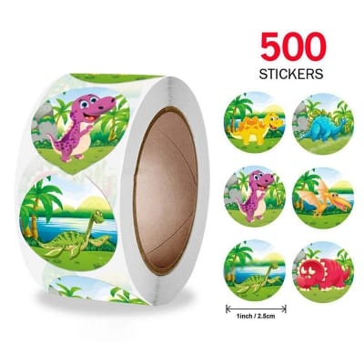 Picture of 500 pcs x 2.5cm Round Dinosaur Cartoon Sticker Animal Seal Label Stickers for Kids Multicolor