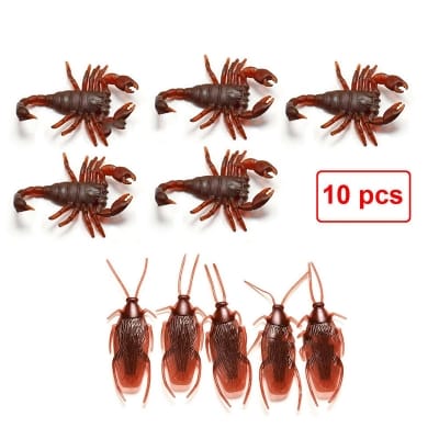 Picture of 10 pcs x Simulation Plastic Cockroach Scorpion Toy Realistic Insect Prank Funny Trick Toys Brown