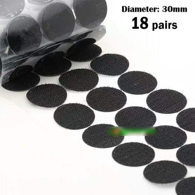 Picture of 18 pairs x 3cm Round Velcro Tape Self Adhesive Hook and Loop Dot Tape Fasteners 