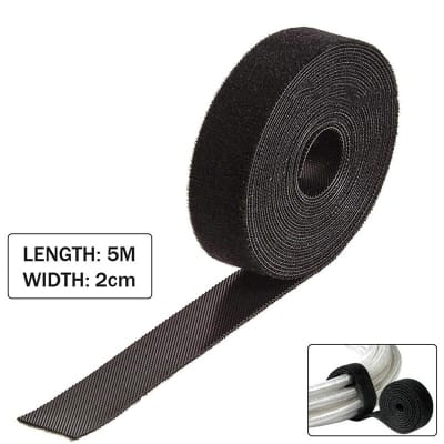 Picture of 5M x 2cm Back to Back Velcro Cable Organizer Tie Hook and Loop Velcro Tape Reusable Fastening Wire Holder (Black) 