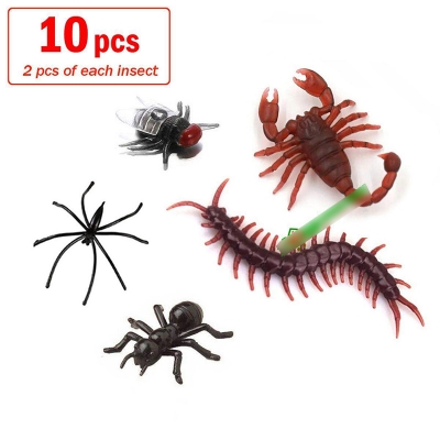 Picture of 10 pcs x Mixed Simulation Insect Toy Plastic Ant Centipede scorpion Fly Spider Prank Funny Toys Multicolor